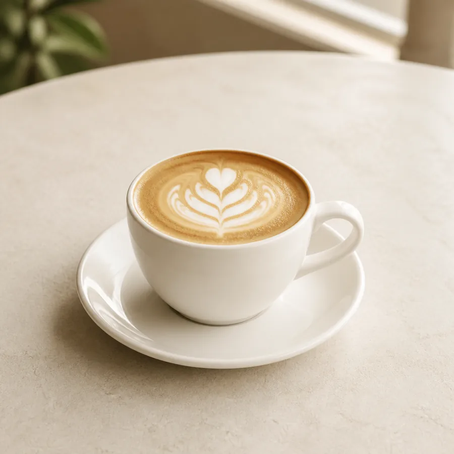 A flat white with latte art